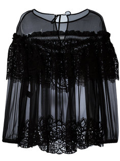 прозрачный кружевной топ с оборками Alberta Ferretti