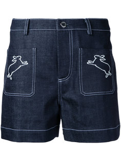 rabbits embroidered denim shorts Markus Lupfer