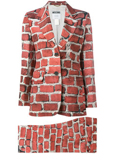 brick print trouser suit Moschino Vintage