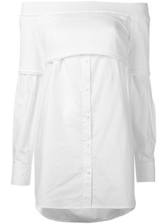 off-shoulder button down knit top DKNY