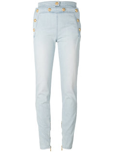 decorative button skinny jeans Balmain