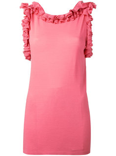 ruffled neck and sleeve tank Ermanno Scervino