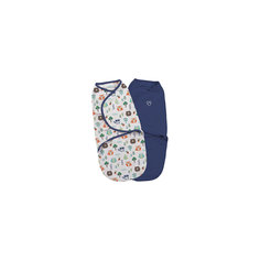 Конверт на липучке Swaddleme, размер S/M, 2шт., Summer Infant, синий/лесные зверята