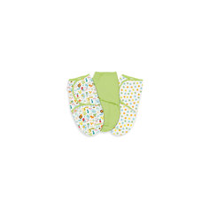 Конверт на липучке Swaddleme, размер S/M, 3шт., Summer Infant, зеленый/лесные зверята/точки