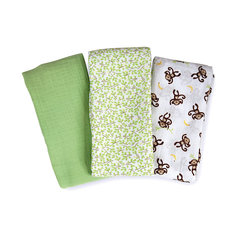 Набор пеленок Muslin Swaddleme, 3 шт., Summer Infant, зеленый/мартышки