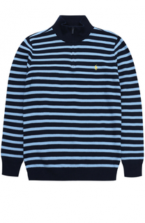 Пуловер из хлопка с принтом и воротником на молнии Polo Ralph Lauren