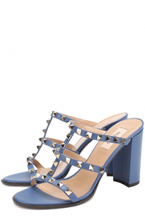 Кожаные босоножки Rockstud на устойчивом каблуке Valentino
