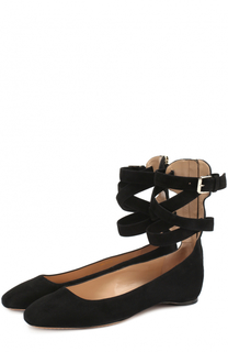 Замшевые балетки Plum на лентах Valentino