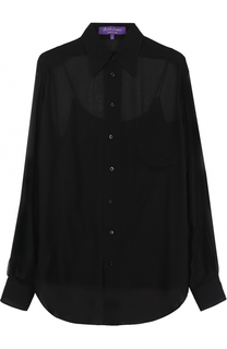 Шелковая полупрозрачная блуза прямого кроя Ralph Lauren