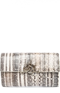 Клатч из тисненой кожи с металлическим декором Roberto Cavalli