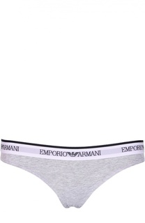 Хлопковые трусы с логотипом бренда Emporio Armani