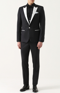 Смокинг-тройка из смеси шелка и шерсти с контрастной отделкой Dolce &amp; Gabbana