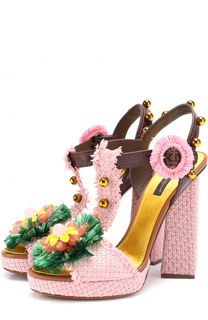 Плетеные босоножки Keira с декором Dolce &amp; Gabbana