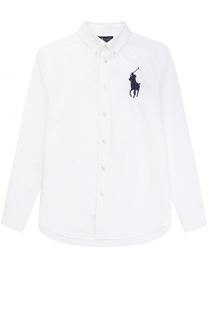 Рубашка из хлопка с воротником button down и логотипом бренда Polo Ralph Lauren