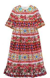 Платье с принтом и оборками Dolce &amp; Gabbana