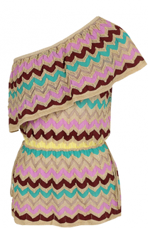 Приталенный топ с открытым плечом и оборкой M Missoni