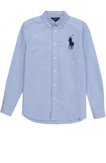 Рубашка из хлопка с воротником button down и логотипом бренда Polo Ralph Lauren