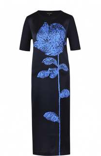 Шелковое платье прямого кроя с цветочным принтом Escada
