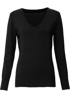 Пуловер тонкой вязки (черный) Bonprix