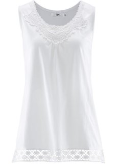 Топ с кружевной отделкой (белый) Bonprix