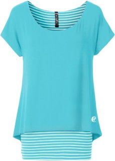 Футболка 2 в 1 (аква/белый) Bonprix