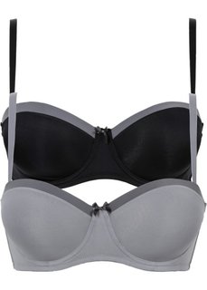 Бюстгальтер-балконет (2 шт.), чашка D (серый/черный) Bonprix