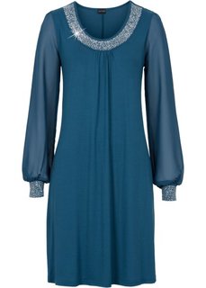 Платье с аппликациями из стразов (серо-синий) Bonprix