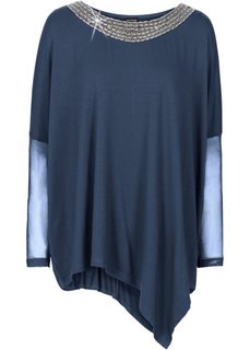 Футболка с рукавом летучая мышь и цепочкой (темно-синий) Bonprix