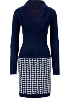 Вязаное платье (темно-синий/цвет белой шерсти) Bonprix