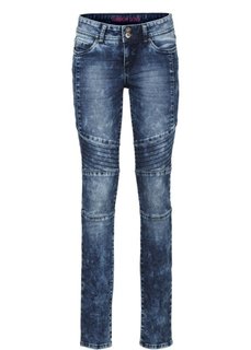 Джинсы Skinny с рельефными швами (темный деним) Bonprix