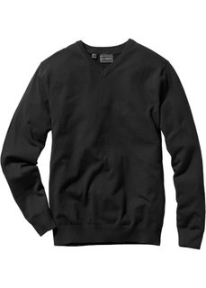 Пуловер Regular Fit с V-образным вырезом (черный) Bonprix