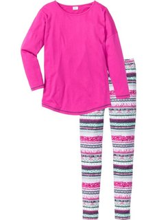 Пижама (фуксия/бирюзовый с узором) Bonprix