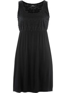 Трикотажное платье с кружевом (черный) Bonprix