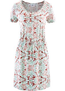 Трикотажное платье-стретч (нежно-коралловый с рисунком) Bonprix