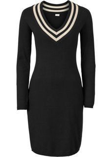 Вязаное платье (черный/кремовый) Bonprix