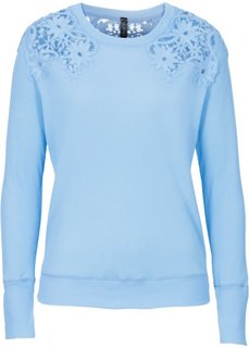 Футболка с кружевными вставками (нежно-голубой) Bonprix