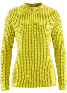 Пуловер с воротником-стойкой и структурным узором (фисташковый) Bonprix