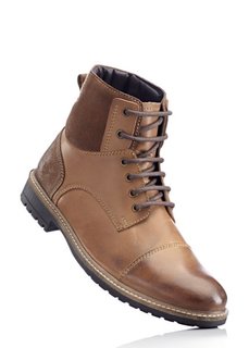 Кожаные ботинки на шнурках (коричневый) Bonprix
