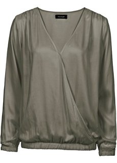 Блузка с эффектом запаха (зеленый хаки) Bonprix