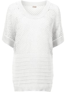 Пуловер с перфорацией (белый) Bonprix