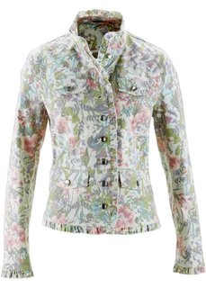 Джинсовая куртка с цветочным принтом (мятный/розовый в цветочек) Bonprix