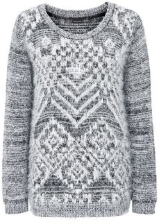 Пуловер (черный/белый/серебристый) Bonprix