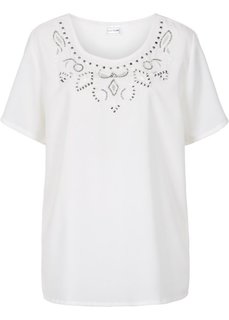 Блузка с прорезями (кремовый) Bonprix