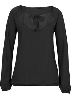Трикотажная блузка с длинным рукавом (черный) Bonprix