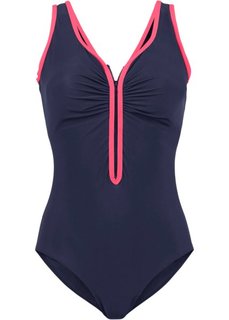 Утягивающий купальный костюм (синий/ярко-розовый) Bonprix