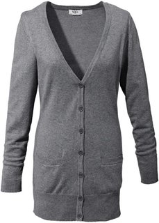 Длинный кардиган тонкой вязки (серый меланж) Bonprix