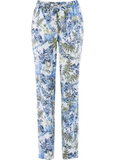 Льняные брюки с цветочным принтом (белый с рисунком) Bonprix