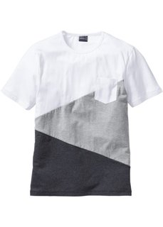 Футболка Slim Fit (белый/серый меланж) Bonprix