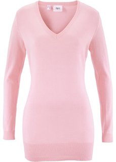 Длинный пуловер тонкой вязки (жемчужно-розовый) Bonprix