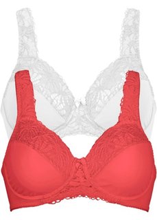 Бюстгальтер-минимайзер (2 шт.), чашка E (омаровый + белый) Bonprix